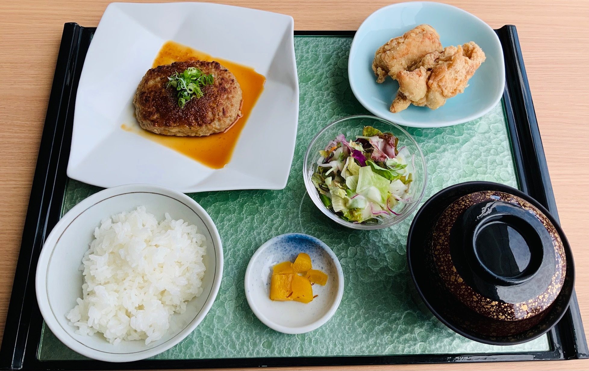 おろしハンバーグ＆宇多津産入浜塩揚げ