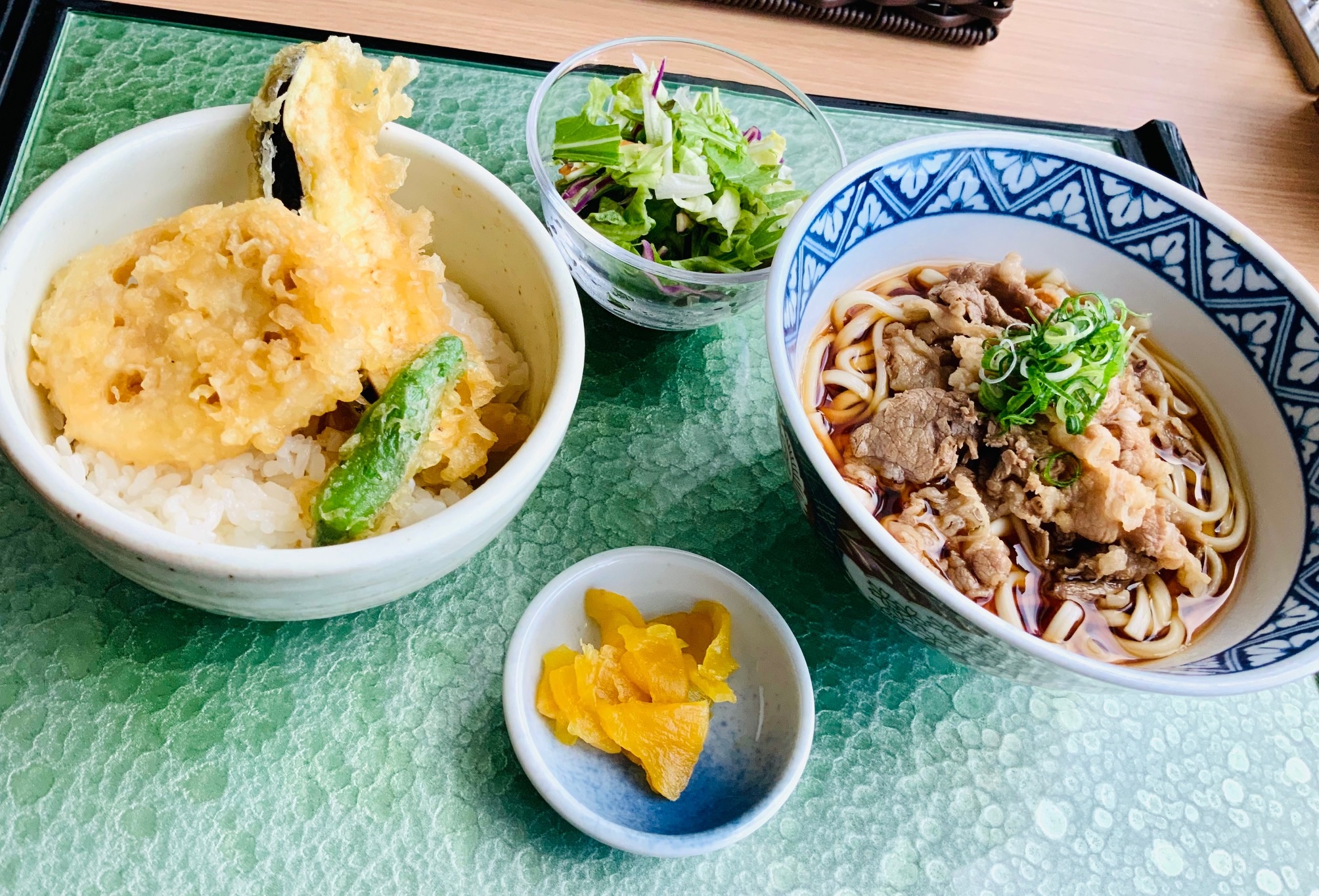 肉うどん&野菜の天丼